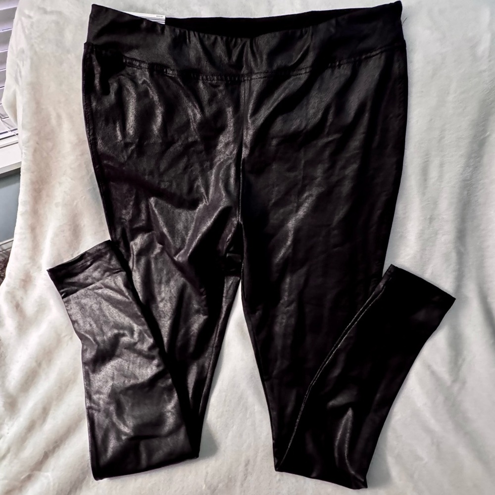 Serra Faux Leather Leggings Women’s Size Large 12-14 Black Metallic NWT
